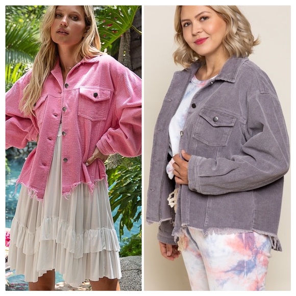 POL PLUS Basic Vintage Charcoal Corduroy Jacket - Picture 3 of 11